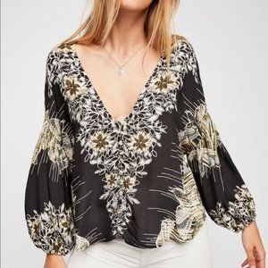 Free People Birds of a Feather Floral Blouse NWOT